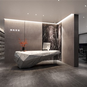 现代 前台 办公前厅茶水区