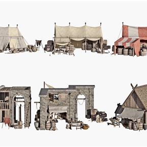 复古 帐篷 中世纪房屋住宅 瓦房