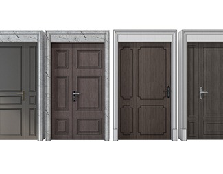 【现代-后现代衣柜门-子母门3d模型】_门_五金构件