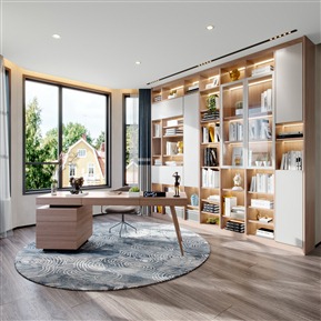 现代 书房 儿童房书房