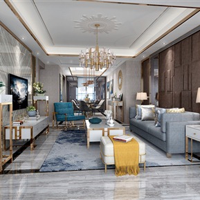 后现代 客厅 客厅沙发茶几组合电视柜摆件餐桌