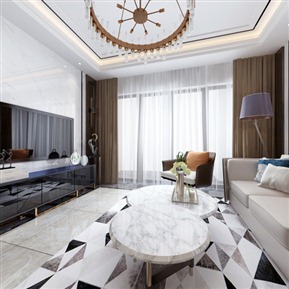 现代 客餐厅 港式客餐厅全景
