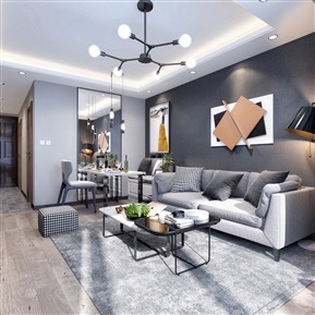 现代 客餐厅 黑白灰客餐厅