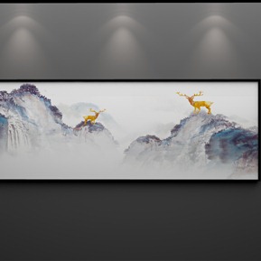 新中式 风景画 水墨山水意境景横幅装饰画