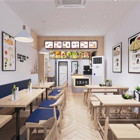 北欧 小吃店 餐饮店 餐桌椅 收银台 吊灯 摆件 装饰品