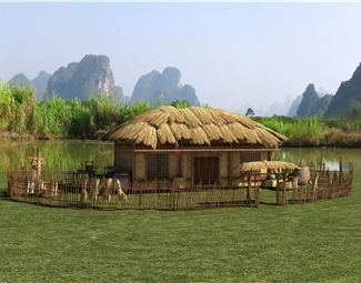 中式草屋顶建筑