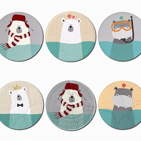 现代 圆形地毯 卡通动物圆形地毯