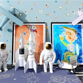 现代 玩具 宇航员 飞机 地毯 摆件 装饰品 陈设