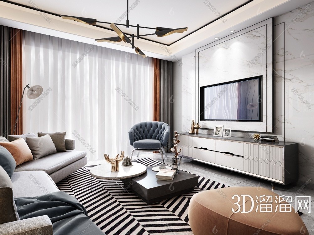 现代电视背景墙3d模型下载】_现代电视背景墙3d模型素材下载_3d溜溜网