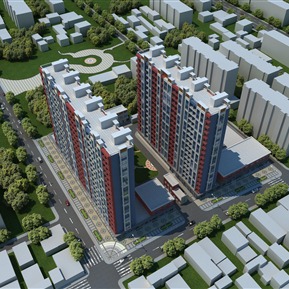 现代 住宅区 商业住宅楼