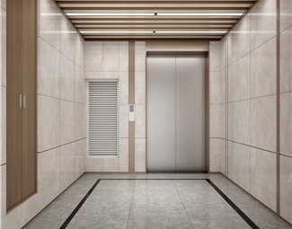 现代电梯过道效果图3d模型下载-3d溜溜网
