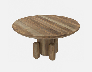 现代原木圆形餐桌