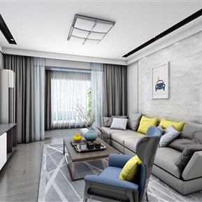 现代 客餐厅 黑白灰