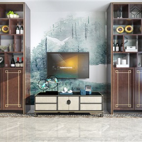 新中式 电视柜 隔断柜 装饰柜