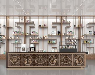 新中式 展示柜 文创展厅 戏剧脸谱面具