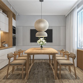 现代 餐厅 厨房