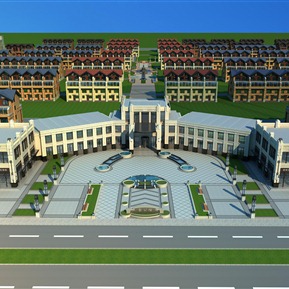 欧式 鸟瞰图 别墅区鸟瞰