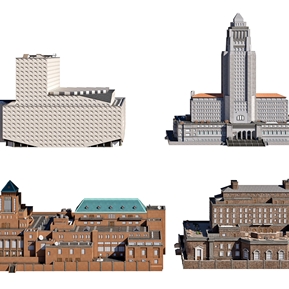 简欧 建筑 美国城市建筑楼房