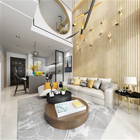 轻奢 复式客厅 挑空公寓