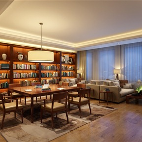 新中式 阅览室 阅读室