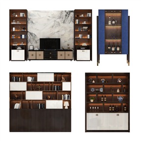 现代 置物柜 柜子电视墙装饰柜酒柜书柜电视柜组合
