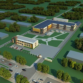 现代 鸟瞰图 办公楼加工厂鸟瞰