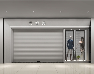 現代女裝店門頭3d模型下載