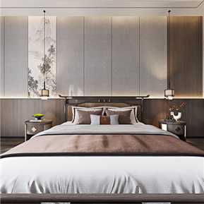 新中式 卧室 主卧全景