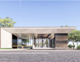 现代示范区入口大门su模型下载-3d溜溜网