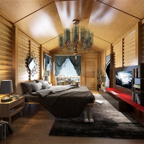 新中式 卧室 木质结构卧室