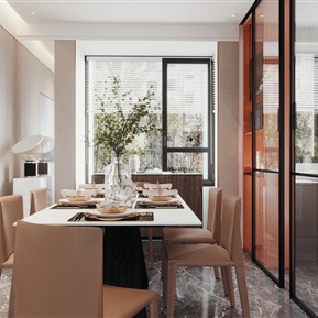 现代 餐厅 客餐厅厨房