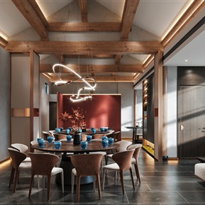 新中式 包间 民宿酒店餐厅包间