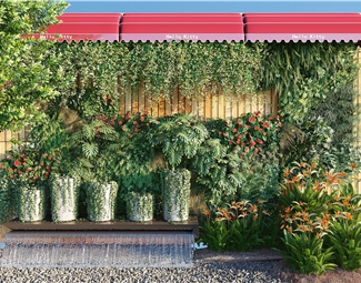 现代户外绿植墙造型