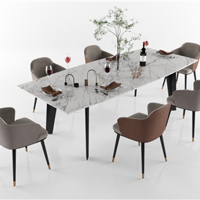 现代 餐桌椅组合 餐桌 餐椅