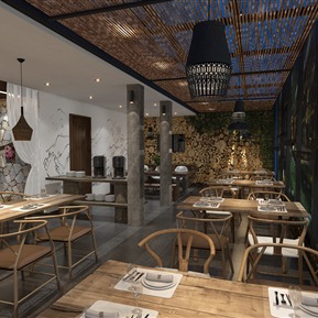 新中式 餐厅 民宿酒店接待厅休息室餐厅区