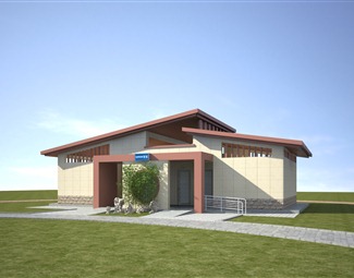 新中式服务区公共厕所3d模型下载-3d溜溜网