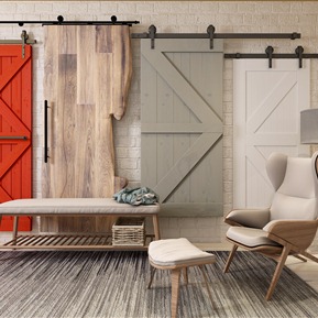 北欧 单人沙发 谷仓门 推拉门 沙发