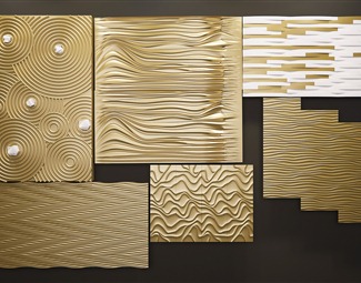 现代波浪形墙面3d模型下载