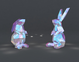 现代 雕塑 幻彩兔子