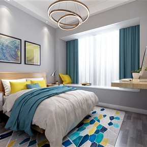 北欧 卧室 主卧书房