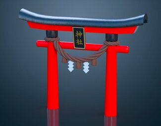 日式 大门 鸟居 日本神社入口门道 神社大门