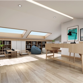 北欧 阁楼 原木书房