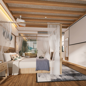 新中式 客房 床幔