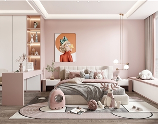 现代粉色系卧室