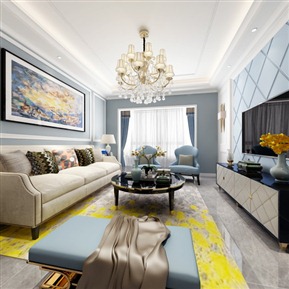 简欧 客餐厅 全景