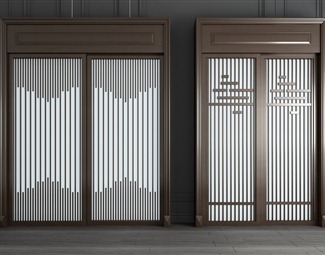 新中式木制推拉门