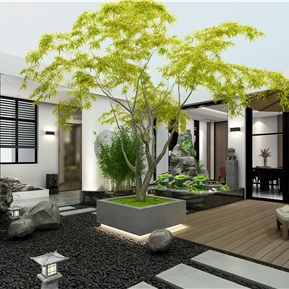 新中式 庭院 花园庭院茶室餐厅