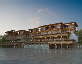 民族风古建筑外观效果3d模型下载