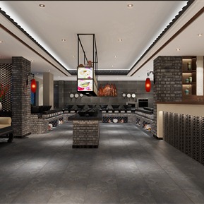 中式 餐厅 餐饮店大厅明档