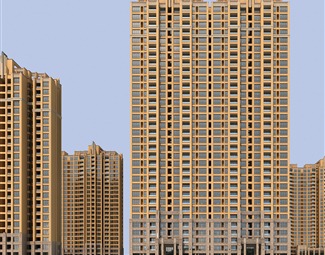 简欧 住宅区 新加高层正透视
